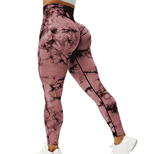 POWERASIA Tie Dye Seamless Gym Leggings Womens High Waist Yoga Pants Scrunch Butt Lifting Workout Vital Leggings