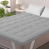 Jaipur Linen 1200GSM Hollow Fibre Mattress Padding/Topper Grey for King Size Bed-72 Inch X 78 Inch