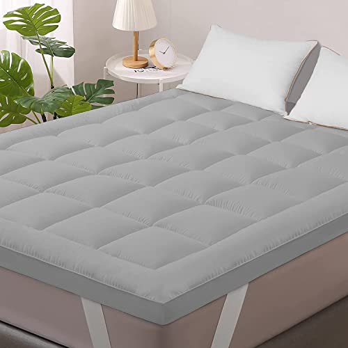 Image of 1200GSM Hollow Fibre Mattress Padding /Topper Grey for King Size Bed-72 Inch X 78 Inch