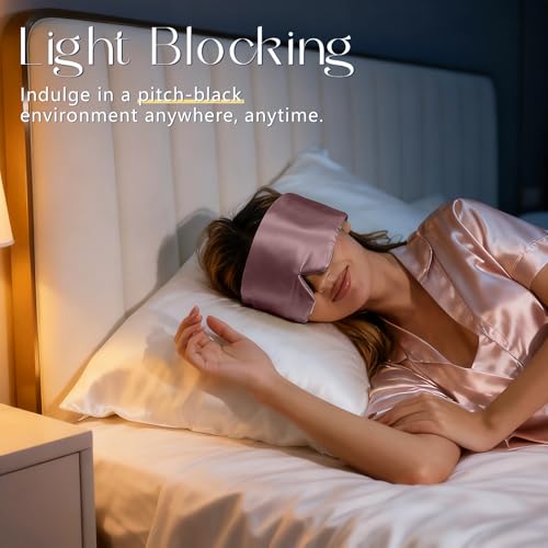 Image of ZIMASILK 100% 22 Momme Mulberry Silk Sleep Mask - Full Silk Filled, Ultra-Soft & Breathable, Face-Hugging Blackout Eye Cover for Sleeping (Gray Purple)