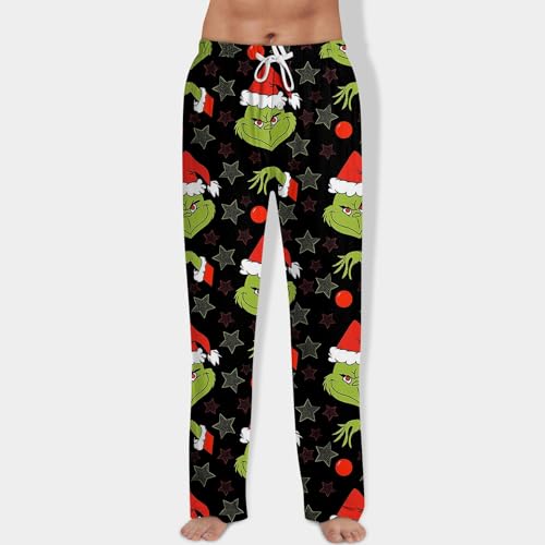 RTTUIOP Mens Christmas Pajamas Pants Funny Ugly Graphic Festival Adult Soft Sleep Elastic Waist Casual Pants2