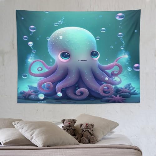 Tenture murale pieuvre pour cacher un mur blanc sans peinture, tapis mural 150x200cm