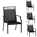 LIFERUN Gartenstühle Set 4PCS Verbreiterter Sitzfläche Terassenstuhl mit Teslin Stoff Atmungsaktiv Schnelltrocknend Outdoor-Stühle bis 120 kg belastbar für Garten Terrasse Balkon Poolbereich (Schwarz)