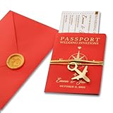 aydan's unique finds Custom Passport Wedding Invitation Set with Wax Seal –...