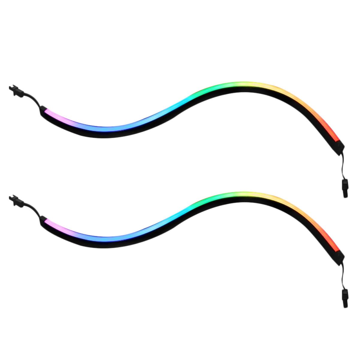 Argb LED Lichtleiste 5v 400mm 2 Stück für Computergehäuse | Abs Schwarz, 28 Leds Je Leiste, 3-polige Buchse und Stecker, Klebesticker Enthalten