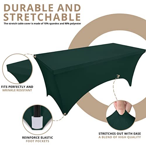 image for Utopia Kitchen Spandex Tablecloth 2 Pack [8FT, Hunter Green] Tight, Fi