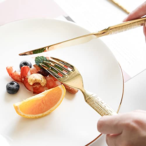 Bestecksets 4pcs 6pcs Anzug Luxus Gold Löffel Gabel Messer Reise Camping Küchenutensilien Sets Edelstahl Besteck Küche Goldenes Besteck Set (Color : Set of 4) (6 X Set of 4)