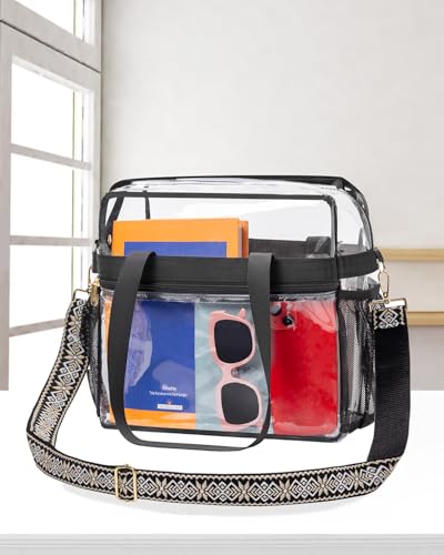 Image of Paxiland Clear Bag for Stadium Events 12x6x12 inches, Clear Tote Bag with Reinforced Strap, Clear HandBag for Sports Concert