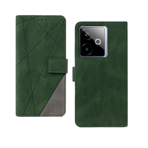 Image of amazon basics Realme GT 7T 5G Flip Cover | Card Pockets Wallet & Stand | Flip Cover for Realme GT 7T 5G (Green with Grey)