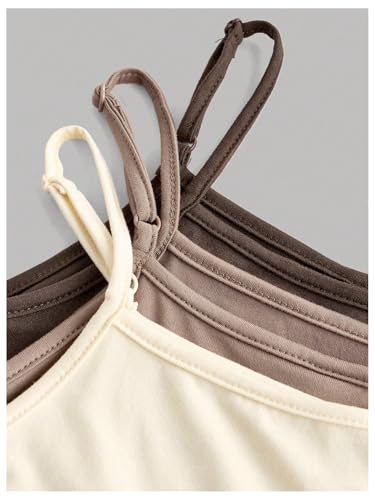 Image of SOLY HUX Girl's Tank Tops 3 Packs Cute Ruched Spaghetti Strap Camisole Slim Fit Undershirts