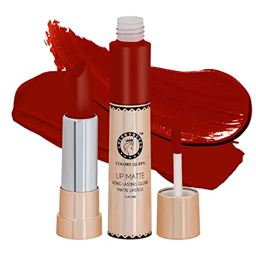 Image of Colors Queen 2 in 1 Matte Lipstick | Lip Matte | Long Lasting Gloss, Waterproof, Non Transferable | (33 - Karina Orange, 8g)