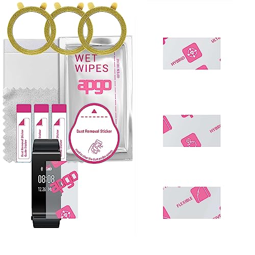 apgo 3x Cristal protector híbrido ultra claro compatible con Huawei Talkband B2, nano cristal flexible, gran sustituto del cristal templado, resistente a arañazos, pegamento completo.