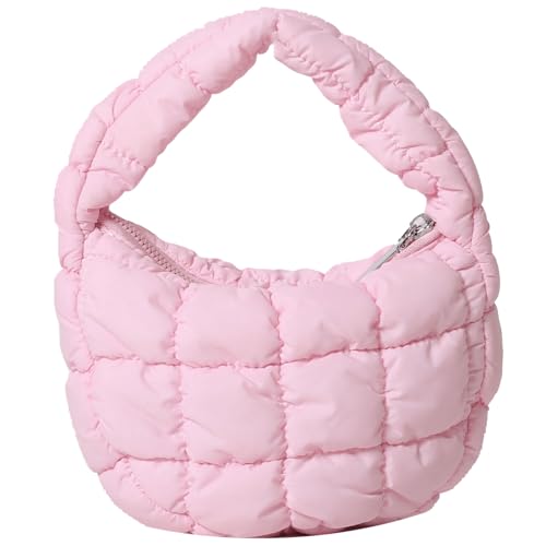 Image of Quilted MINI Handbag and Purses Women Puffer Nylon Hobo Cotton Padded Purse Work Travel Lightweight