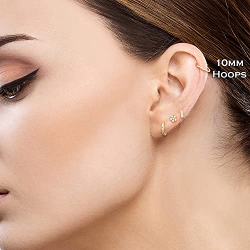 14k Yellow Gold Small Endless Tiny Hoop Earrings 10mm4