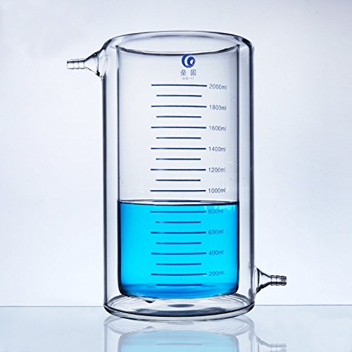 Glass Jacketed Reaction Beaker Glass Beaker Double Layer Glass Beaker Laboratory Jacketed Double Glass Beaker Double Layer Beaker Flask Reactor Vessel 500ml 3.3 high Borosilicate Glass