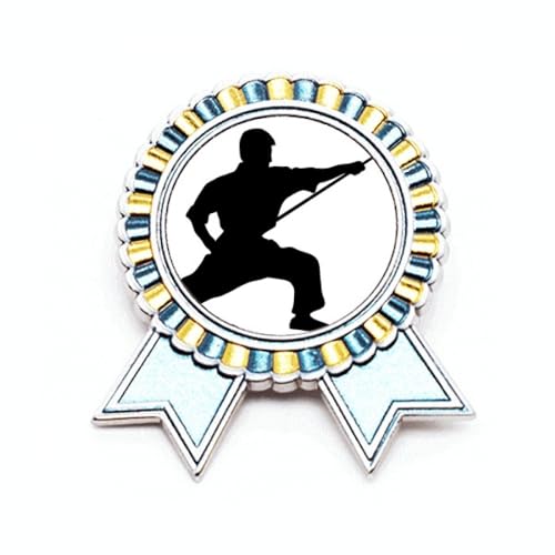 Broche Shaolin bâton Kung Fu en métal ciselé taille M