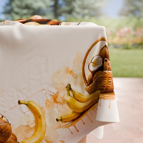 PETTI Artigiani Italiani - Tovaglia Antimacchia Rettangolare Copritavolo Cucina Disegno Frutta Cocco e Banana X6 Posti (140x180 cm) 100% Made in Italy - Immagine 3