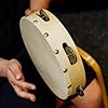 A-Star 8 Inch/20cm Handheld Headed Wooden Tambourine, Traditional Single Metal Jingle Bell Row - Natural Head #4