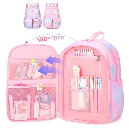3Pcs Girl Backpack Set, Cute Kids Rainbow School Bag Backpack,School Bookbag For Girl With Shoulder Bag And Pencilcase3