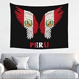 Peru Peruvian Flag Wings Tapestry Wall Hanging 37x29 Inch Drapery Tapestries Banner Wall For Living Room Bedroom Dorm Party Decoration Country Flag Small Size