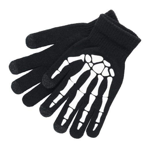 Mipcase Adult Halloween Skeleton Gloves Luminous Party Favors Skull Design for Night Cycling