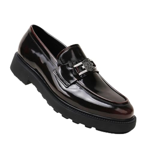 Image of Premium Mens Leather Dress Shoes, Classic Formal Alligator Printed Business Loafer Handmade Buckle Party Wedding Penny Shoes Father's Day Shoe for Men, Black