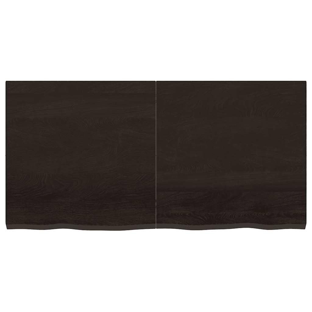 Piano in legno di rovere massiccio, 120 x 60 x (2-4) cm, marrone scuro con bordo alberi, stabile come piano di lavoro di ricambio per scrivania, sala da pranzo, ufficio, mobili fai da te e uso esterno