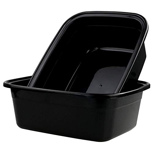 Rinboat 13 L Bassine Cuvette Bassines Plastique Rectangulaire Grande Noir, 2-Pack