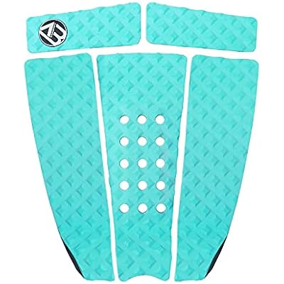 5 Piece EVA Surfboard Deck Traction Pads for Stomp Skimboards, Surf Boards, Funboard, Fish Board/Aqua Blue Gray Black