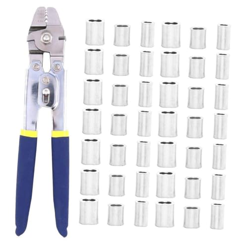 Holibanna 釣り仕掛け用ステンレス製圧着工具 アルミ製ダブルバレルフェルール付き 軽量コンパクト滑り止めハンドル 海釣り初心者向け高精ワ