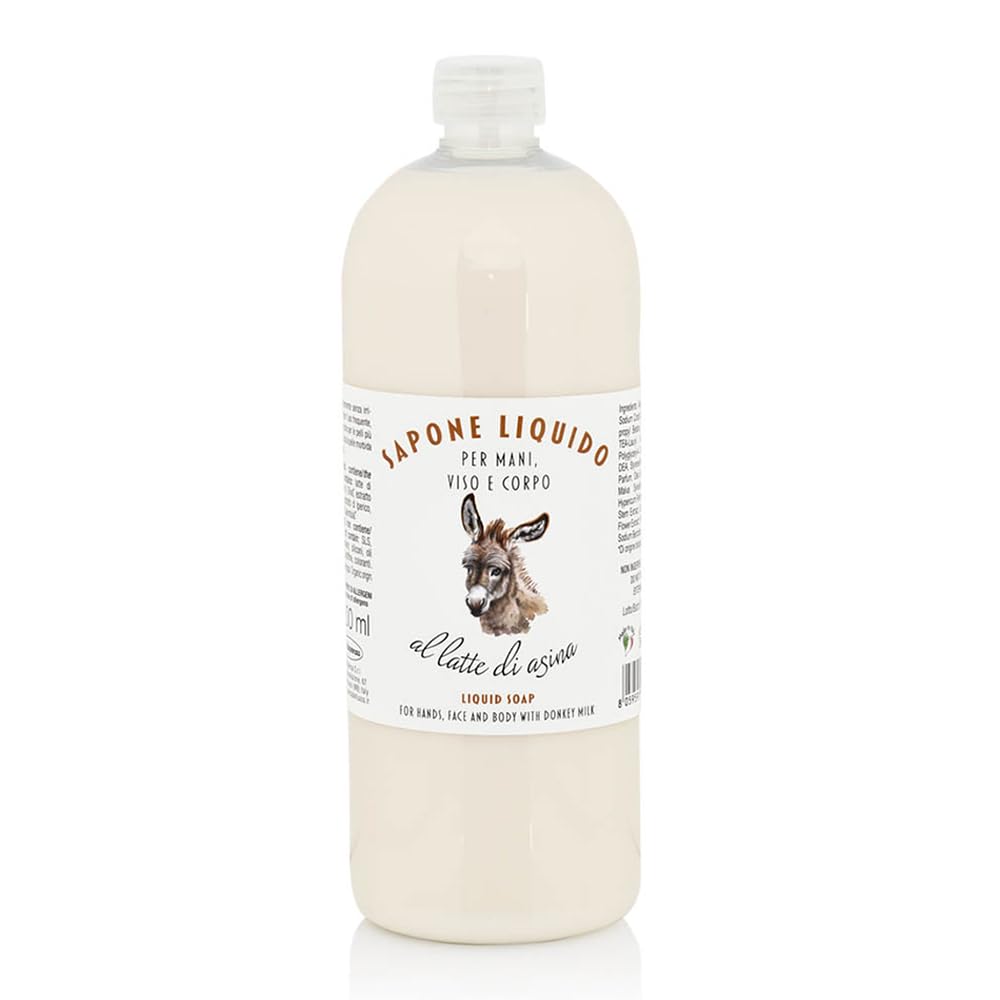 RICARICA SAPONE LIQUIDO al Latte d'Asina per Mani, Viso e Corpo - 1000 ml.