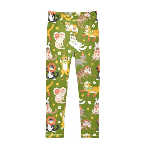 Girls Basic Leggings Baby Girls Pants Cats Funny Soft Footless Stretchy Tights Pants 4-10Y