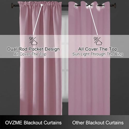 Image of Pink Blackout Curtains for Girls Room 84 Inch Length 2 Panels Set, Thermal Insulated Curtains for Living Room Nursery, Rod Pocket Window Drapes for Patio French Door Front Door, 2x40Wx84L