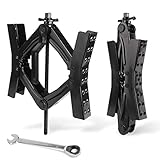 PR1ME RV Camper Chocks Wheel X Stabilizer for Travel Trailers, Wheel Chock Scissor 2 Sets Tire Locking Chocks, RV Tire Movement Preventer with Non-Slip Grip Holes, with Wrench, Fits 3.5" to 12"