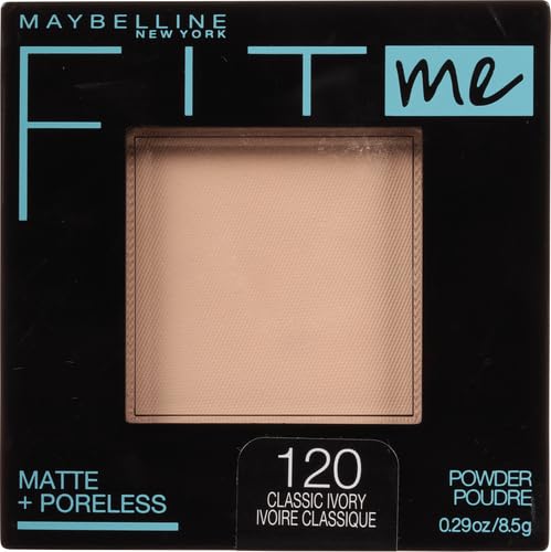 Image of Maybelline New York Powder Foundation, Pressed Powder Compact, Mattifies Skin, Incl. Mirror and Applicator, Fit Me, 120 Classic Ivory, 8.5g (Pack of 2)