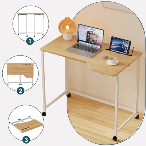 Bureau pliable 90x56x75cm en bois table d'ordinateur mobile compacte - 5