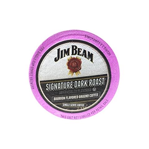 Jim Beam Signature Dark Roast Bourbon Flavored Single Serve Coffee, 18 cups, Keurig 2.0 Compatible Cover