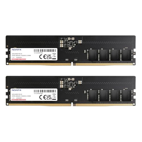 【エイデータ】 PCメモリ DDR5 4800MH U-DIMM 16GBx2枚z AD5U480016G-DT-I