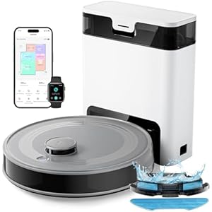 Lefant M2 Pro Robot Vacuum Cleaner and Floor Mop with Self-Emptying, 6000Pa, Self-Emptying 90 Days, 140mins, Multi-Level Mapping, dToF Navigation, Obstacles 190° PSD, 5G WiFi/App/Alexa, Grey