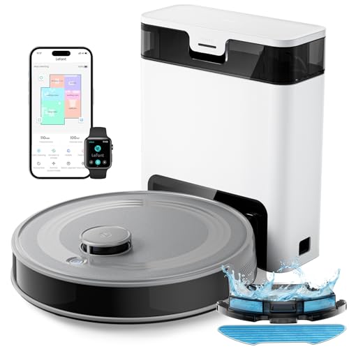 LEFANT M2 Pro Robot Aspirapolvere Lavapavimenti con Mappatura, 6000Pa, Navigazione Laser dToF, Evitamento Ostacoli PSD, Svuotamento Automatico Polvere, Pulizia Personalizzata, WiFi/App/Alexa