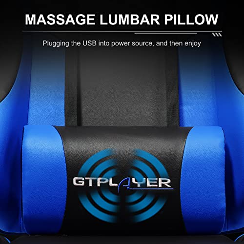 GTPLAYER Game stoel massage, gaming bureaustoel ergonomische met voetensteun, verstelbare hoofdsteun en lendensteun, in hoogte verstelbaar, lauw - Afbeelding 5