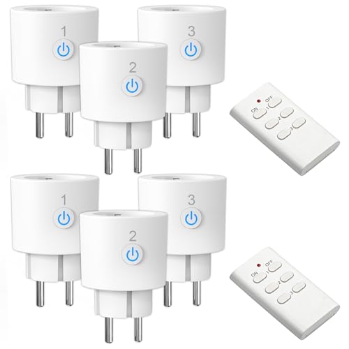 Funksteckdosen mit Fernbedienung ANTELA 16A 3680W 30M Reichweite Geeignet für Innenräume 6+2