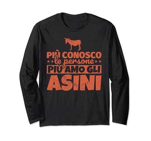 Asino Divertente Amo Gli Asini Maglia a Manica