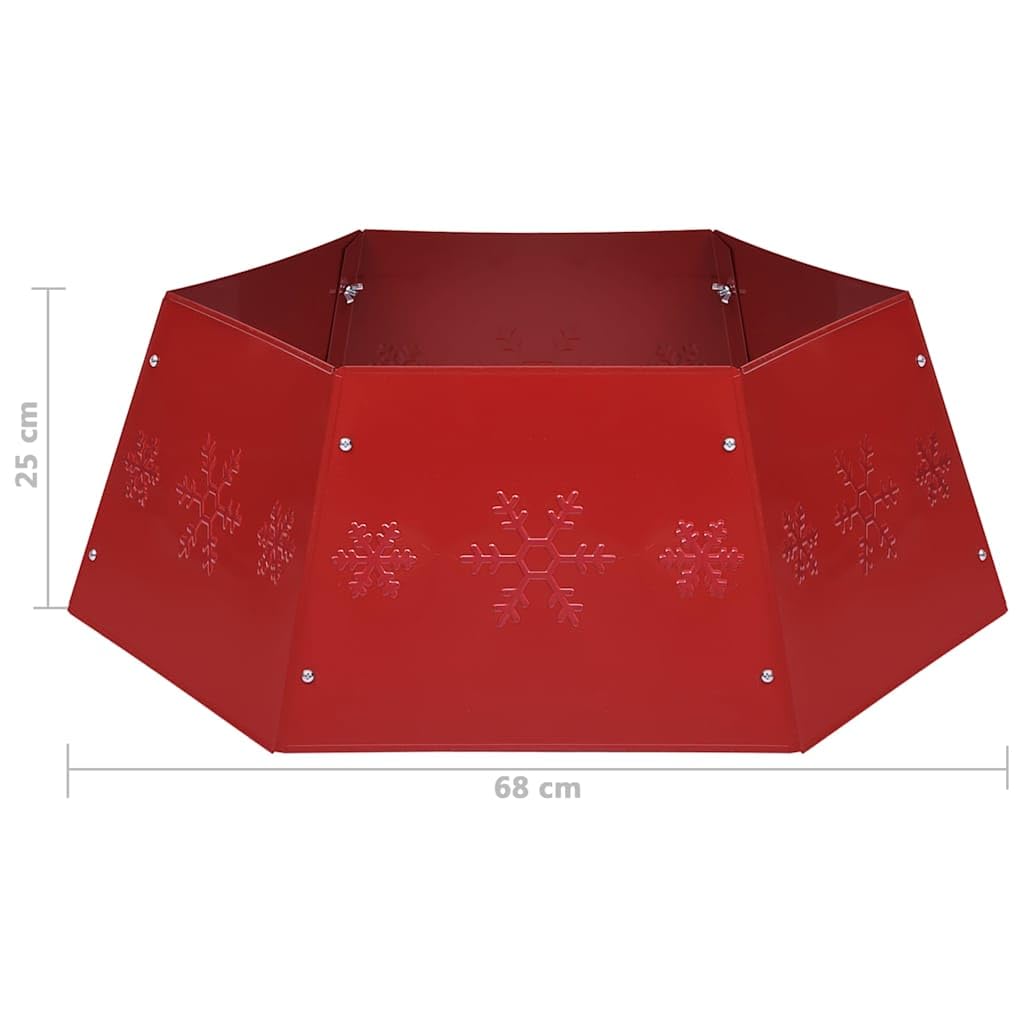 Jupe de Sapin de Noël Rouge en métal Ø68x25 cm, Couvre-Pied saisonnier pour décoration intérieure et extérieure, Support Robuste pour fête et Salon, Protection du Sol