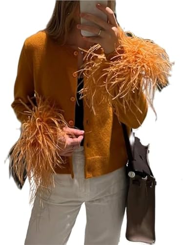 Women's Y2k Fluffy Cropped Knit Cardigan Long Sleeve Faux Fur