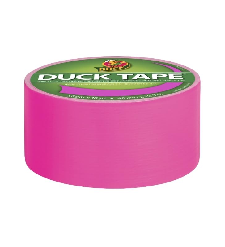 Image of Duck 1.88 in. W X 15 yd L Yellow Duct Tape + Neon Pink Duct Tape Bundle with Utility Knife - Vibrant Colored Duct Tape for DIY Projects, Crafting, & Heavy-Duty Use - (3 Items)
