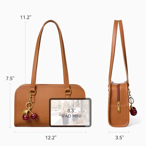 Image of BOSTANTEN Shoulder Bag with Cherry Charm Vegan Leather Purse for Women