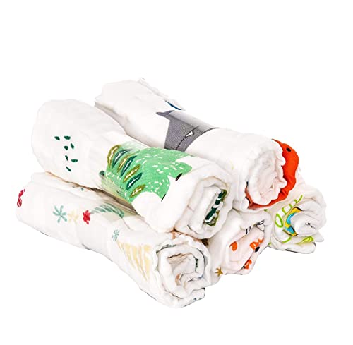 Image of BABY STATION Muslin Cotton Face Towels for Newborn Baby Extra Soft Hankies Reusable Napkins for Infants Toddlers (Pack of 5) White 30 * 30