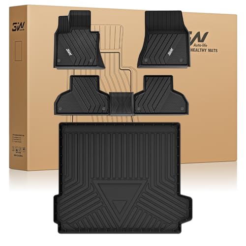 3W BMW X5 Floor Mats & Cargo Liner Fit for BMW X5 2014 2015 2016 2017 2018, TPE All-Weather Custom Fit Full Set Harmless Heavy Duty Floor Liner and Trunk Mat Car Accessories 3) X5 2014-2018