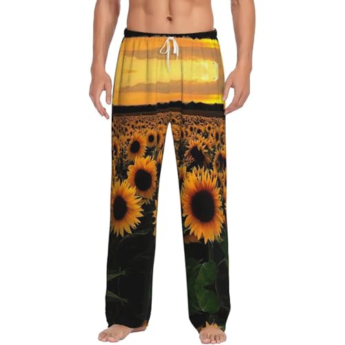 Pantalon de pyjama tournesols doux et chaleureux avec poches homme